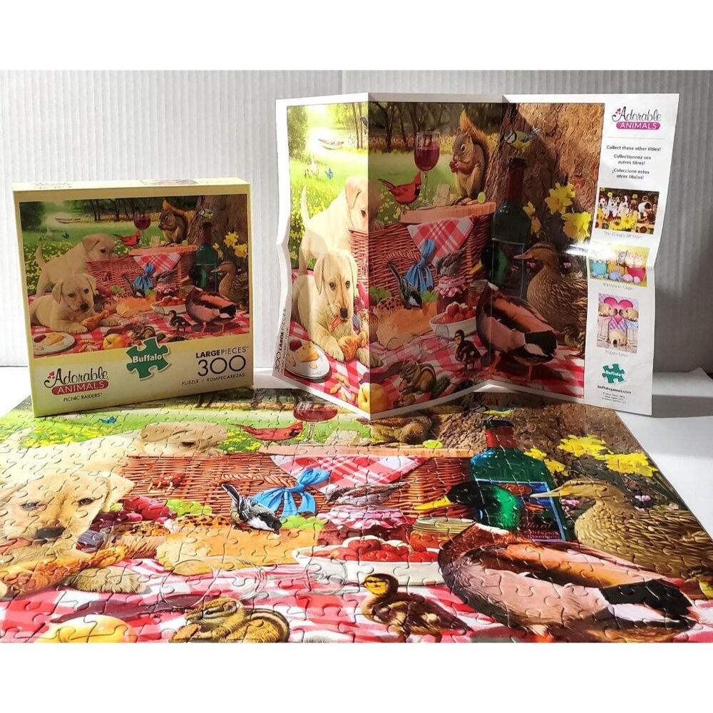 Buffalo Adorable Animals dog PICNIC RAIDERS Jigsaw Puzzle 300 large pcs COMPLETE